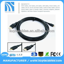 6FT 1.8M Mikro-HDMI Kabel High Speed ​​3D mit Ethernet, HDMI Stecker auf Micro HDMI Stecker Typ D 1080P